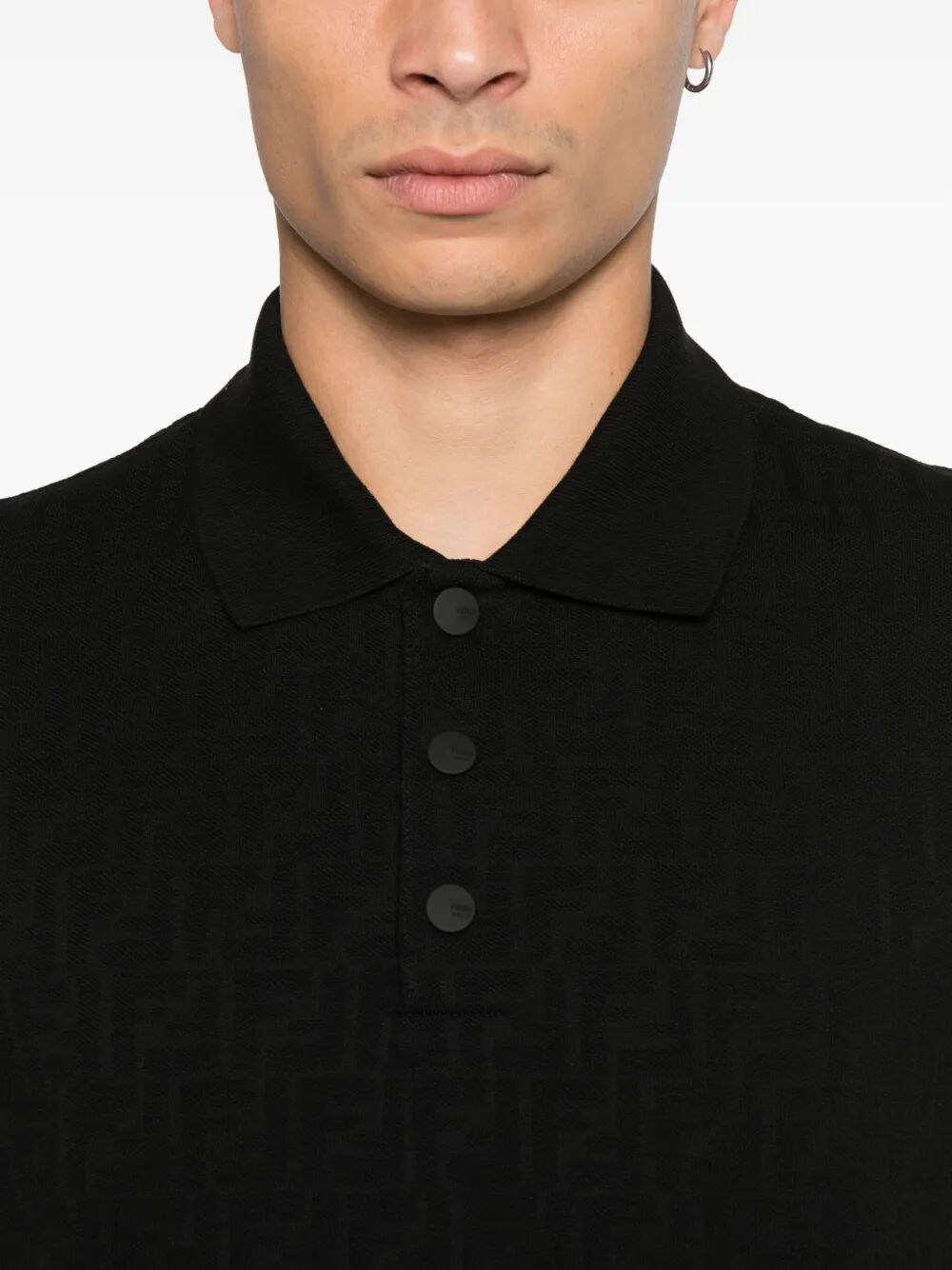 POLO IN JACQUARD FF PIQUET NERO