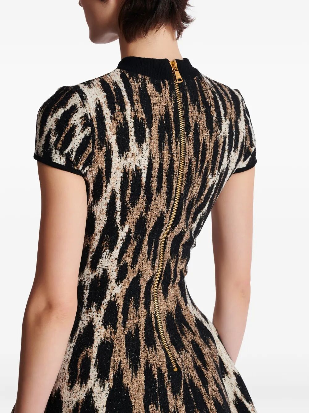 LEOPARD JACQUARD SHORT DRESS