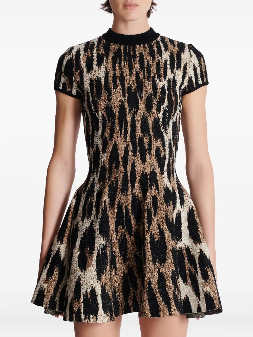 LEOPARD JACQUARD SHORT DRESS