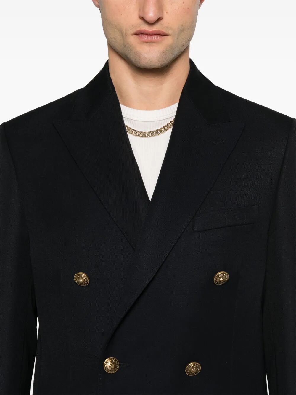 DOUBLE-BREASTED WOOL BLEND BLAZER