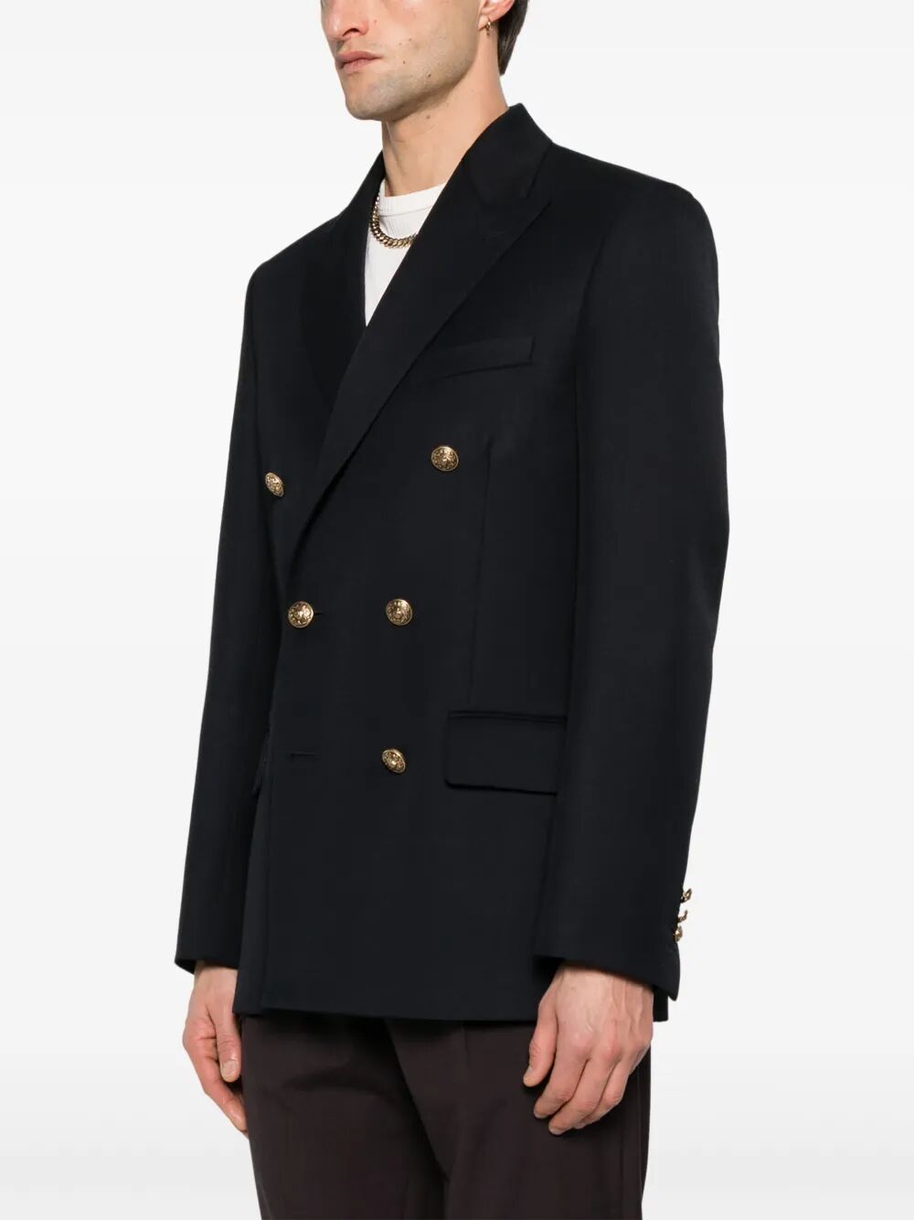 DOUBLE-BREASTED WOOL BLEND BLAZER