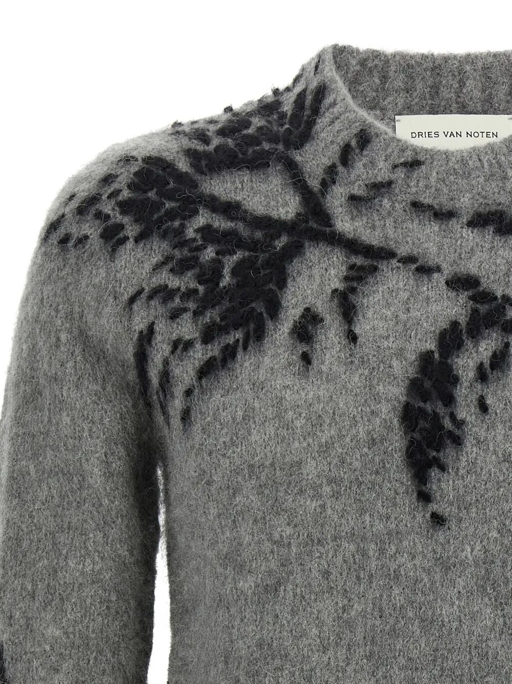 MOUCHE EMBROIDERED CROPPED WOOL SWEATER