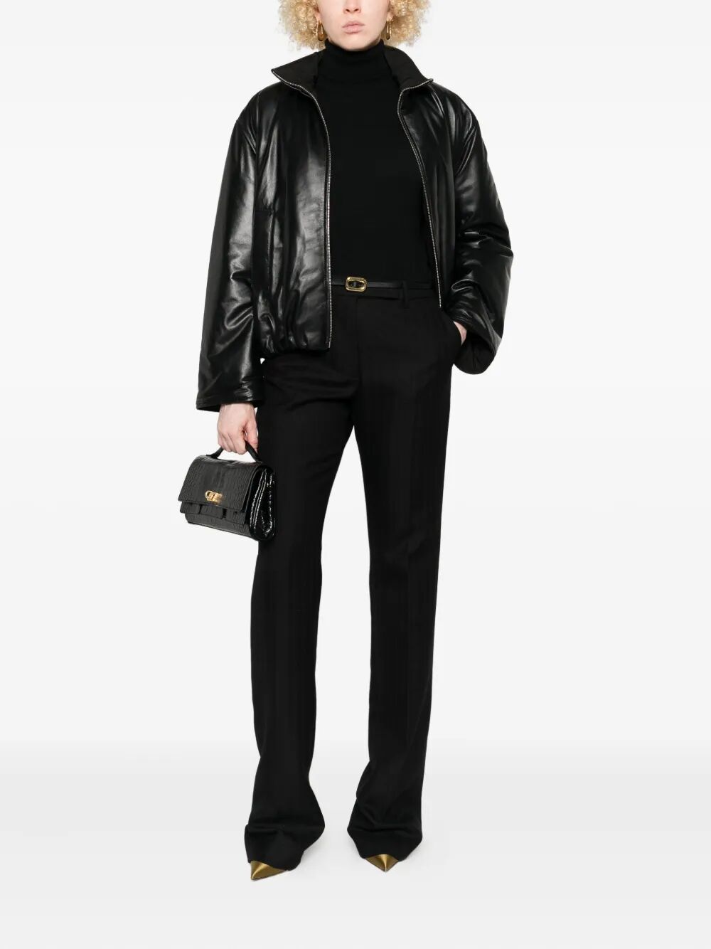 SHARP HERRINGBONE TAILORED STRAIGHT LEG TROUSERS
