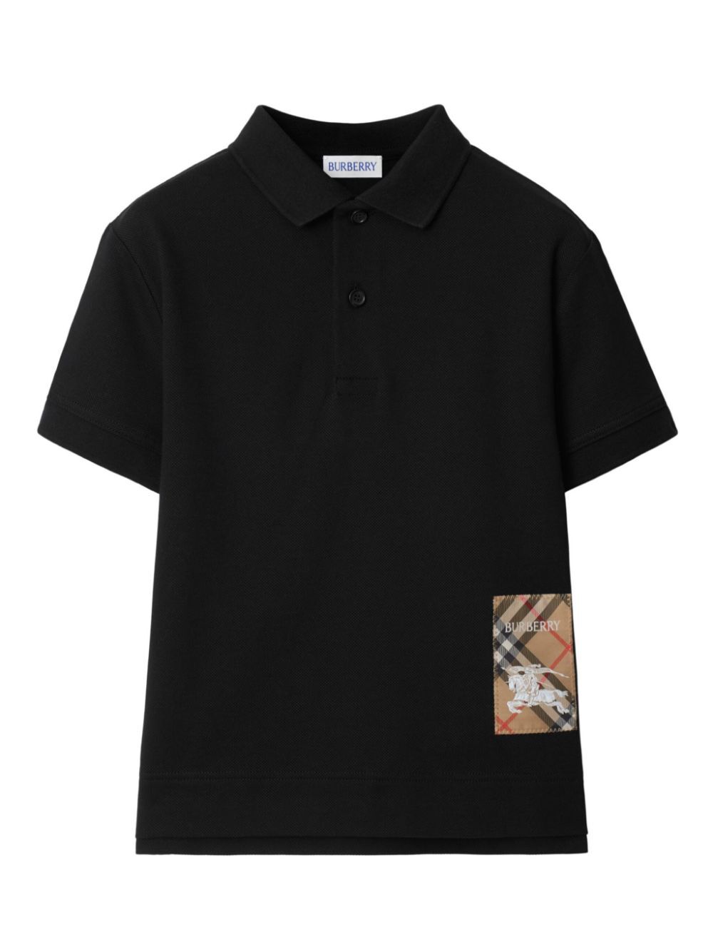 CHECK LABEL COTTON POLO SHIRT