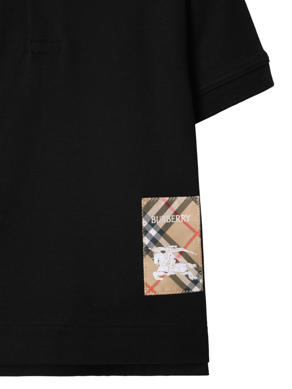 CHECK LABEL COTTON POLO SHIRT