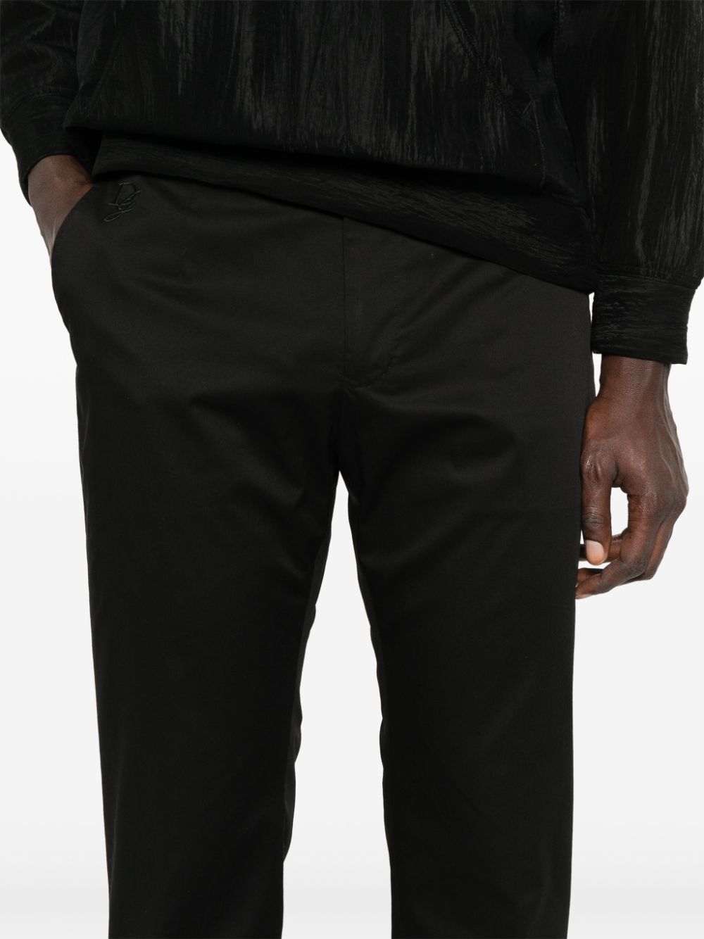 LOGO-EMBROIDERED TAPERED LEG COTTON TROUSERS