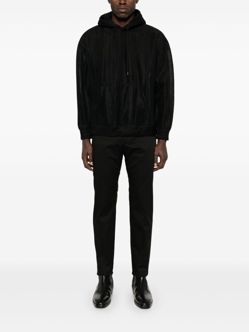 LOGO-EMBROIDERED TAPERED LEG COTTON TROUSERS