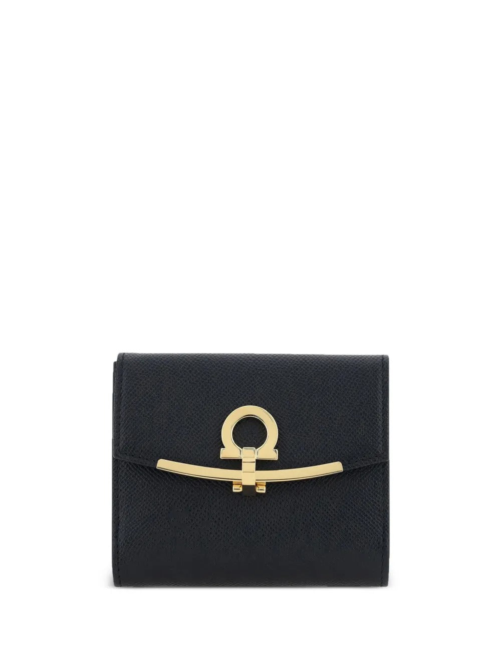 HAMMERED LEATHER GOLD GANCINI COMPACT WALLET