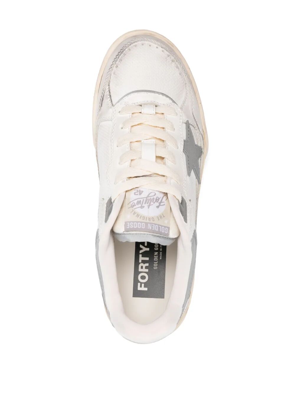 FORTY2 LEATHER AND FABRIC SNEAKERS WITH GREY STAR