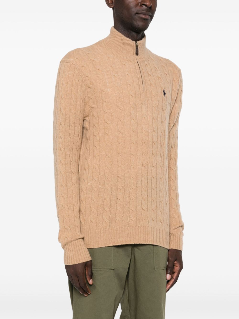 CABLE-KNIT HALF-ZIP SWEATER