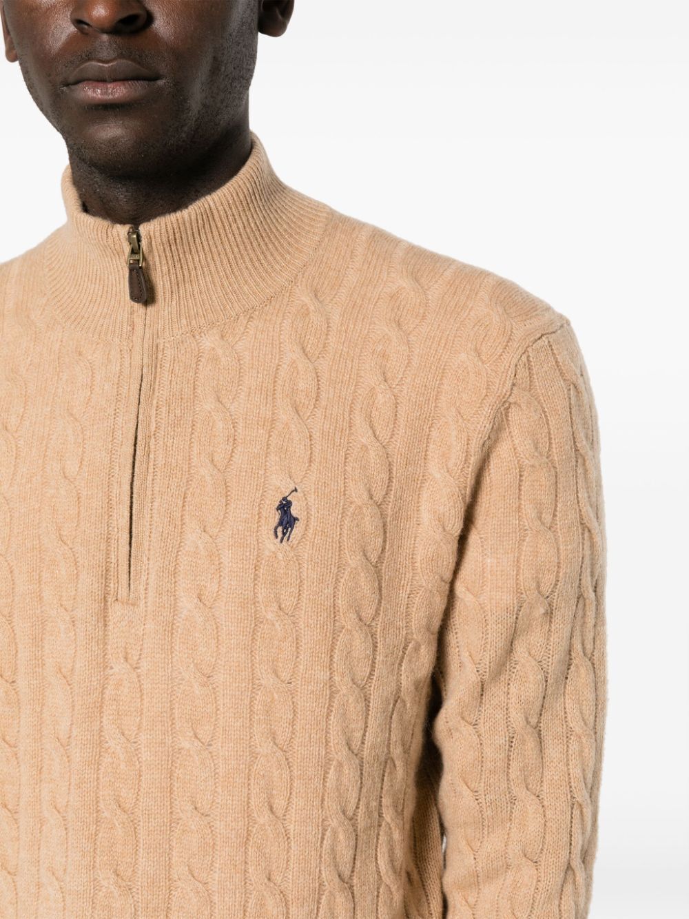 CABLE-KNIT HALF-ZIP SWEATER