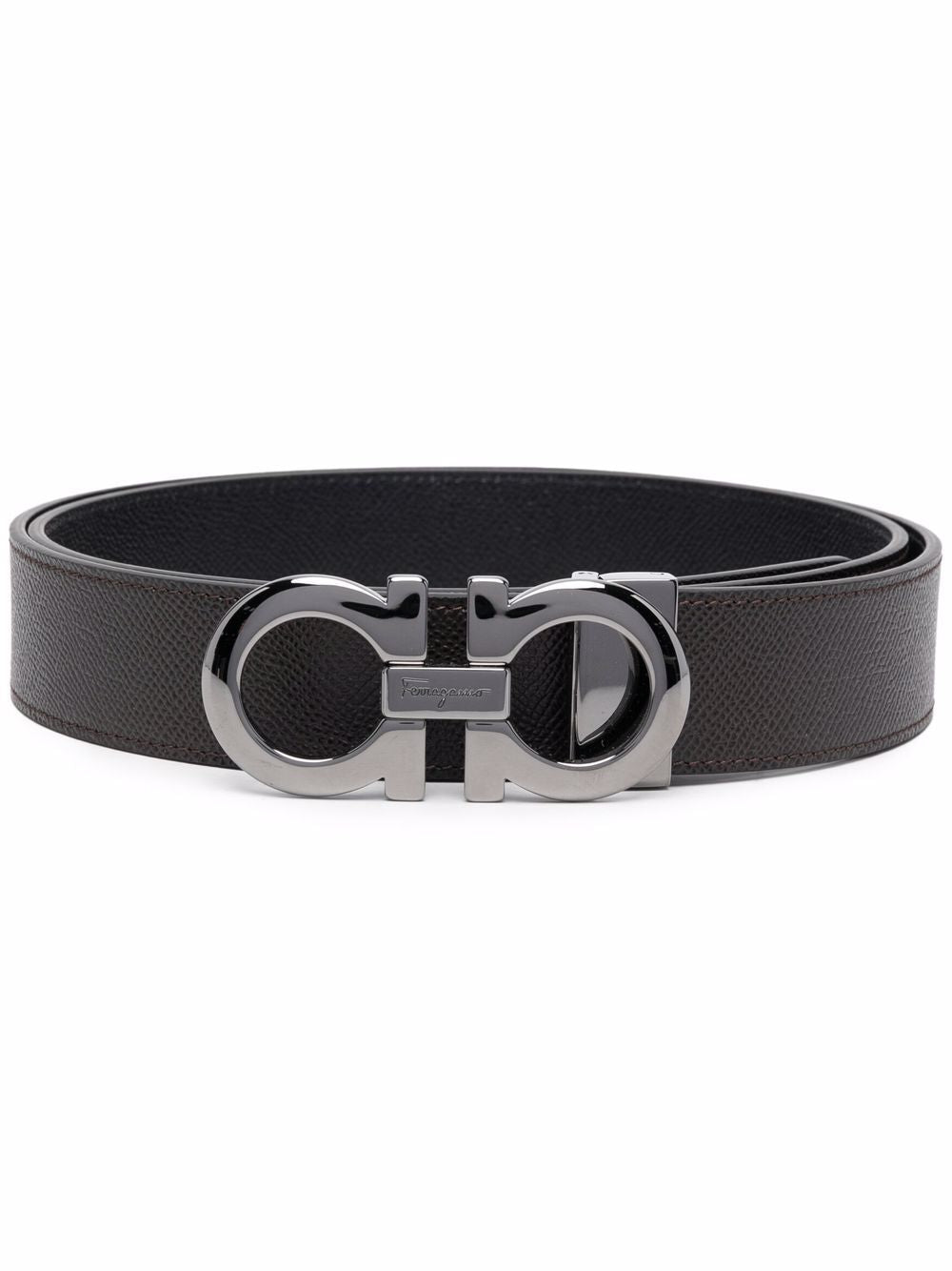 HAMMERED LEATHER REVERSIBLE GANCINI BELT