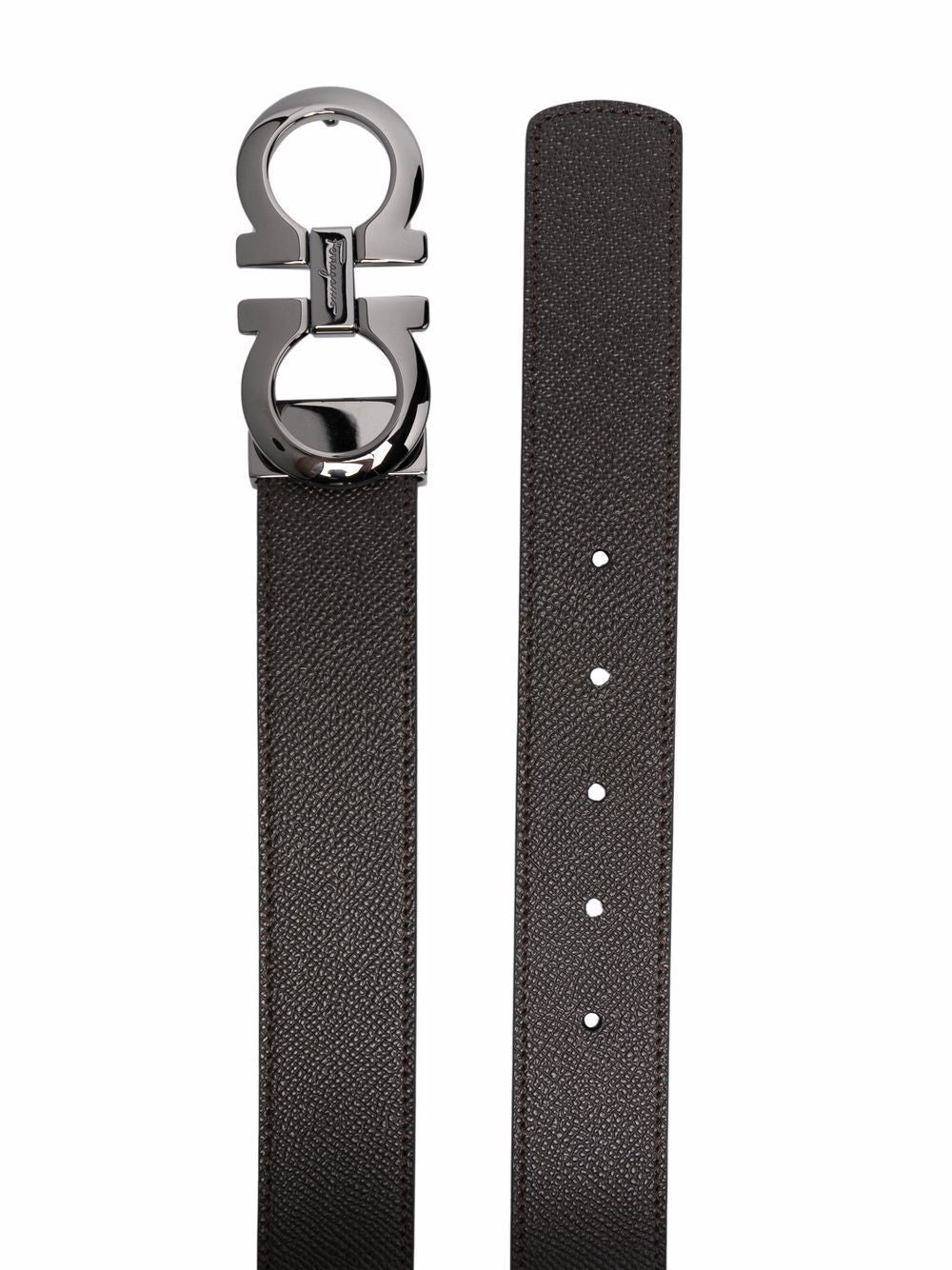HAMMERED LEATHER REVERSIBLE GANCINI BELT