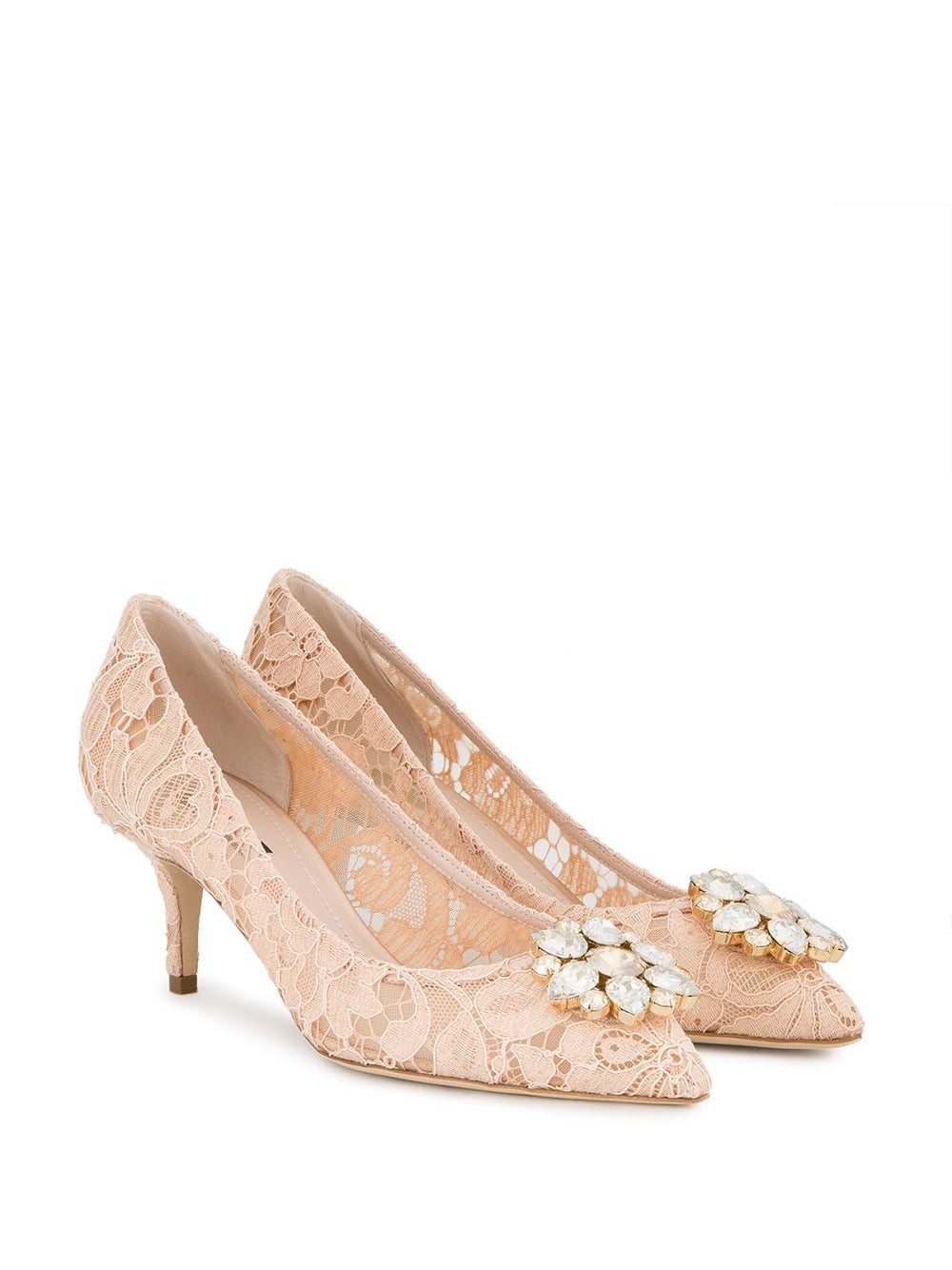 LACE RAINBOW PUMPS WITH BROOCH DETAILING