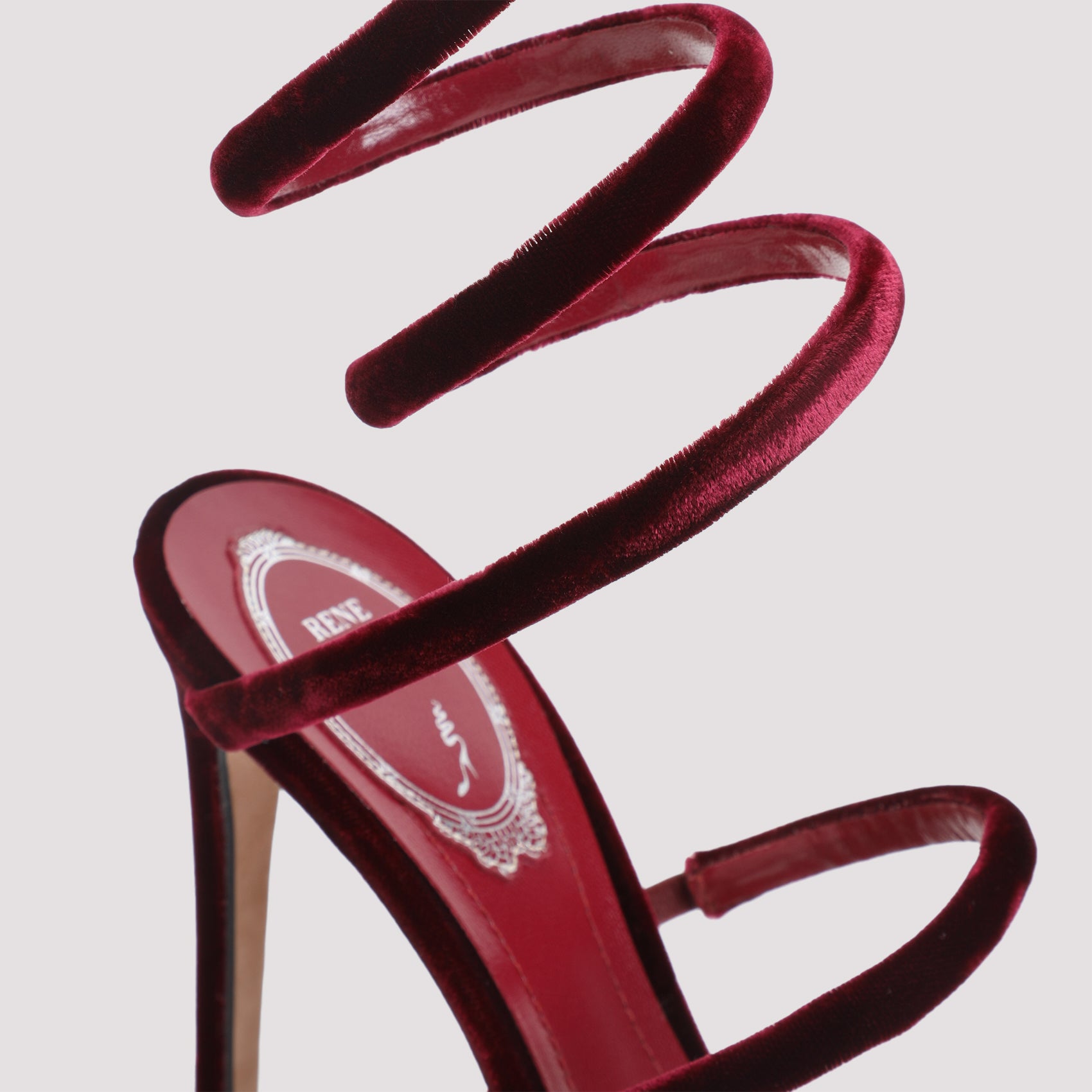 René Caovilla Velvet Snake Sandals
