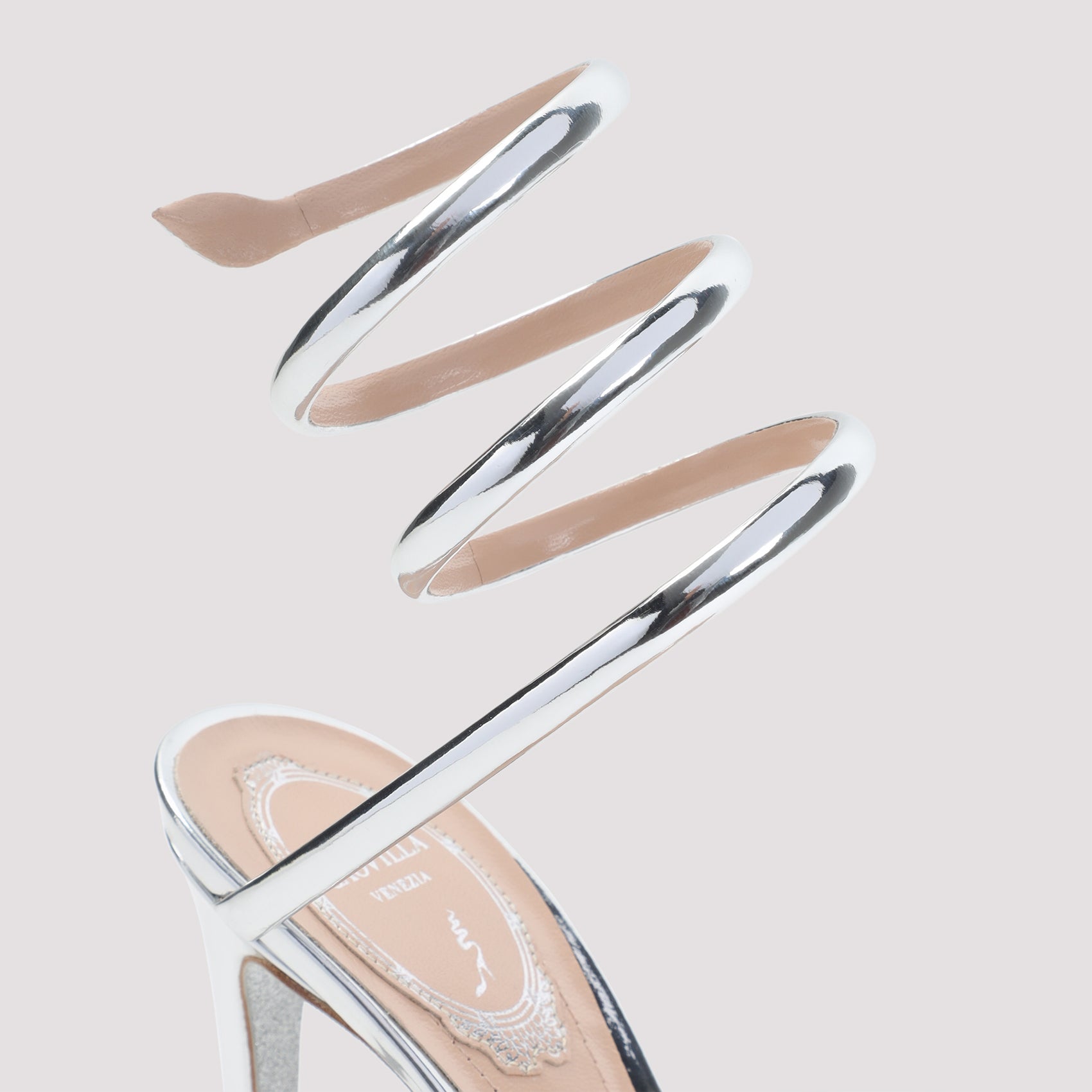 René Caovilla Mirror Snake Sandals
