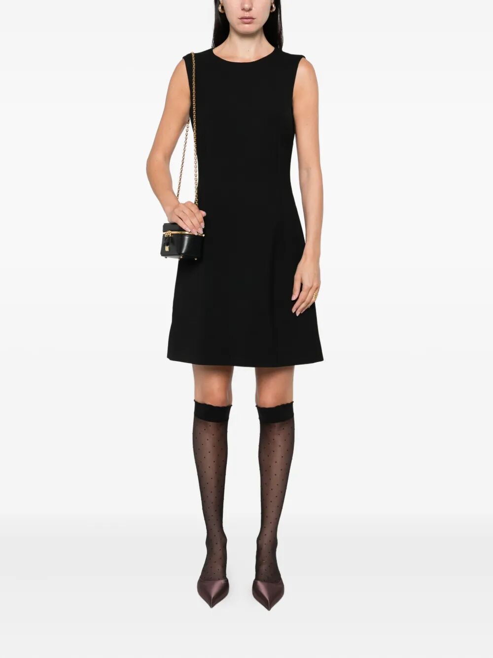 LEOPARD-PRINT LINING SLEEVELESS MINI DRESS
