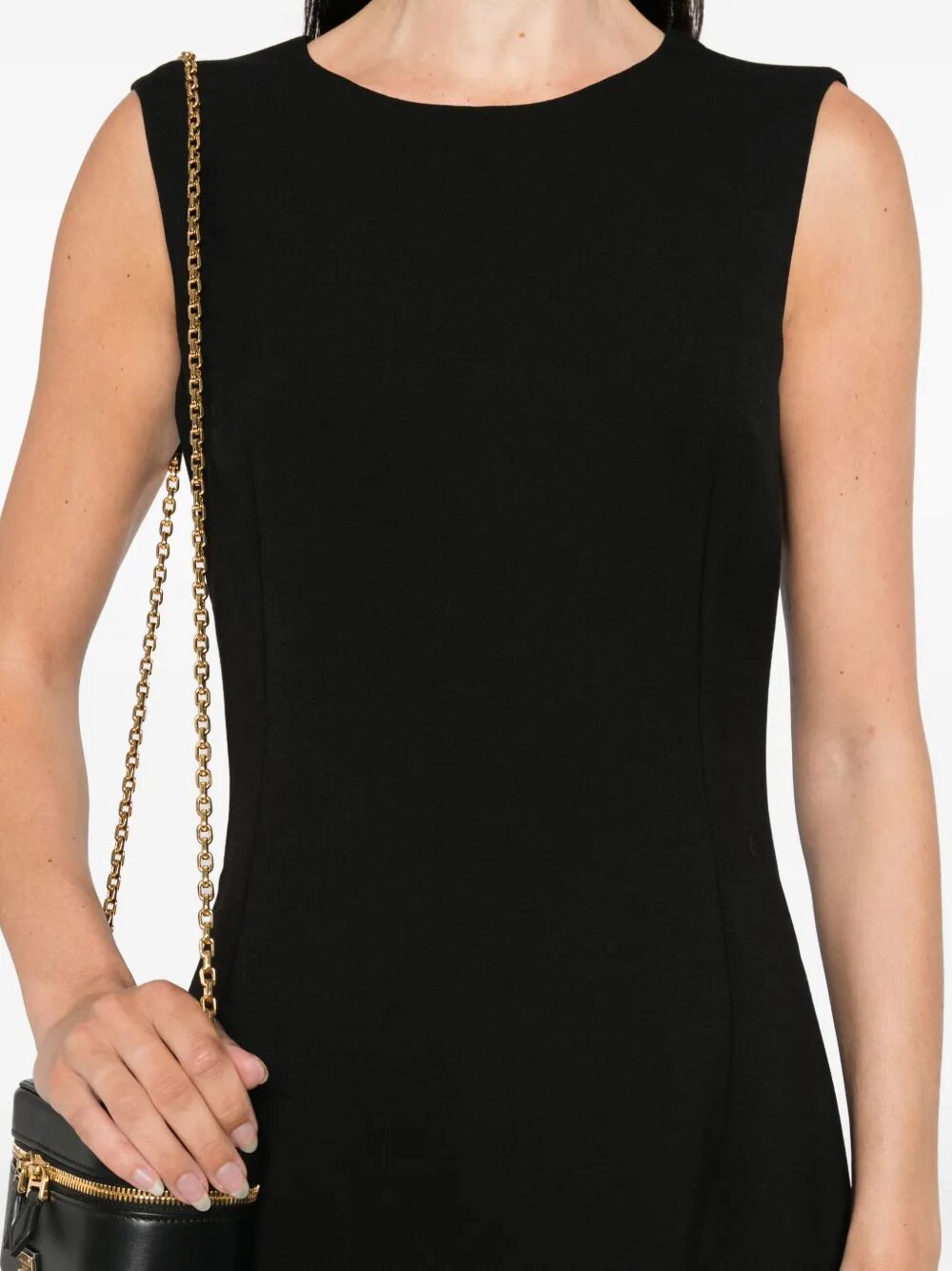 LEOPARD-PRINT LINING SLEEVELESS MINI DRESS
