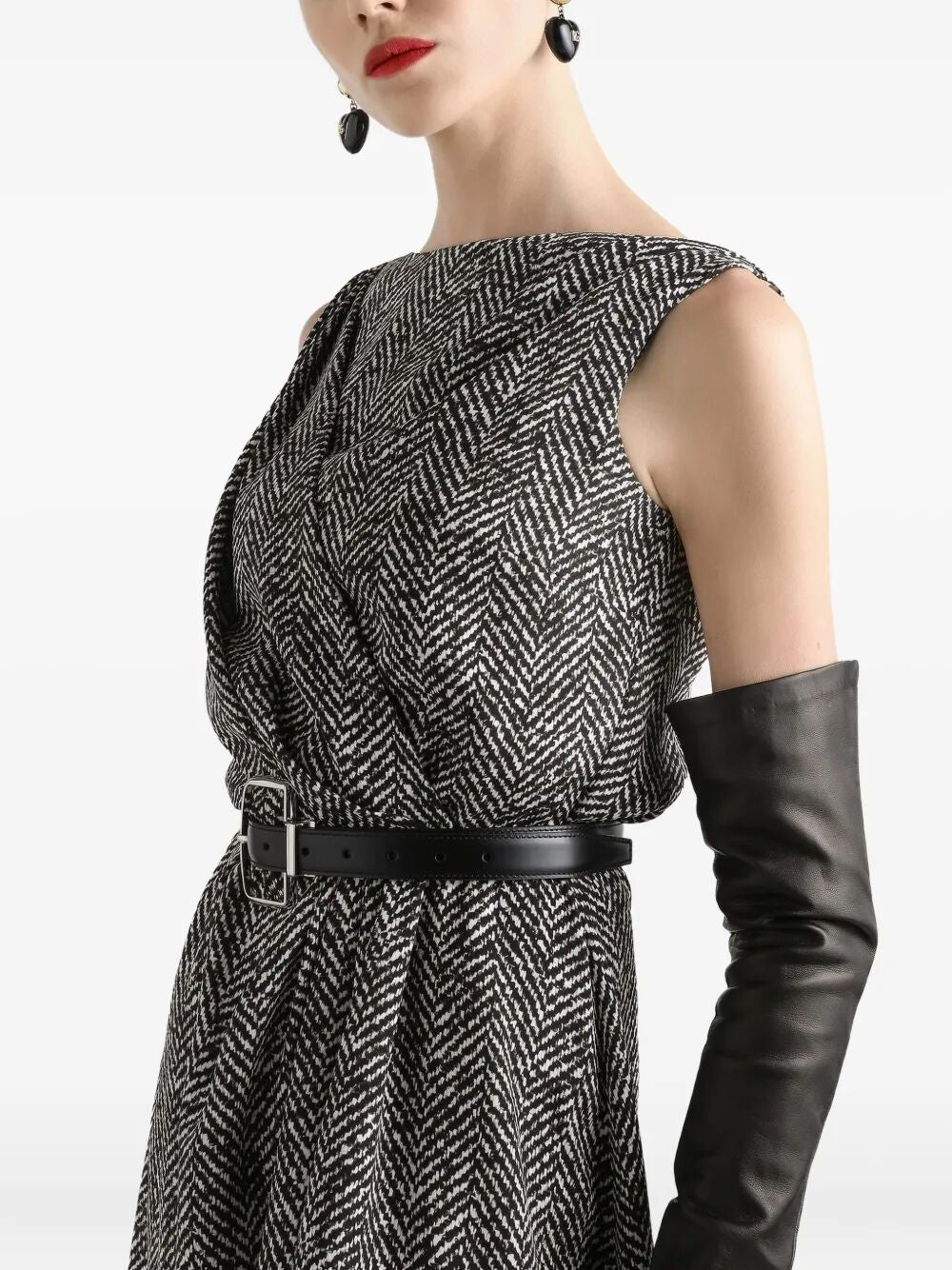 WOOL HERRINGBONE MIDI DRESS