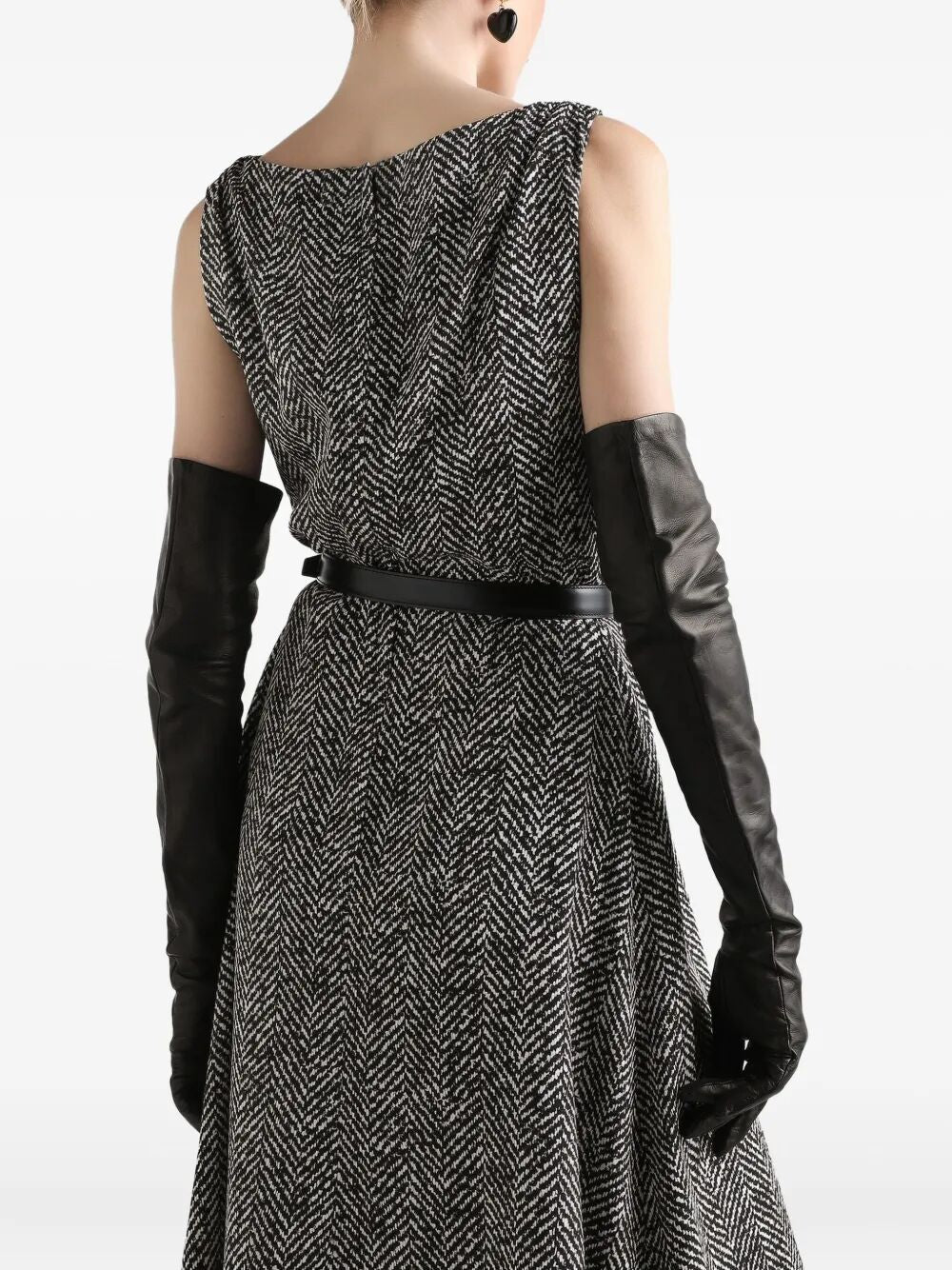 WOOL HERRINGBONE MIDI DRESS