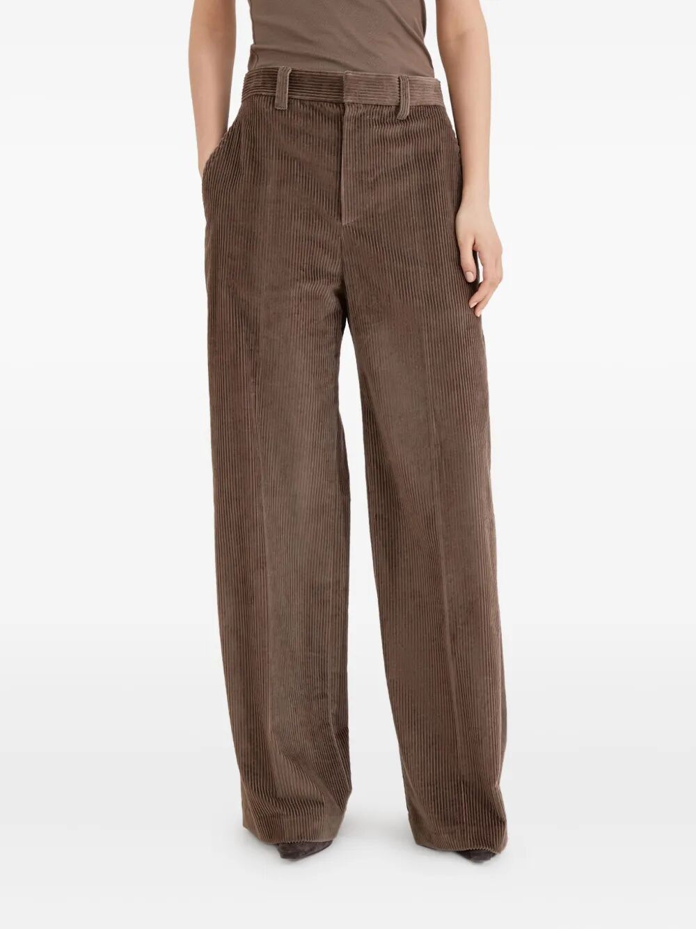 COTTON CORDUROY LOOSE TROUSERS WITH MONILI