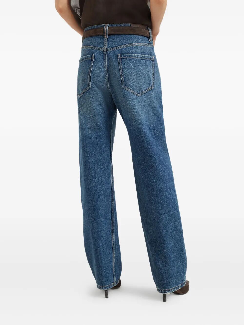AUTHENTIC DENIM COLUMN JEANS WITH MONILI