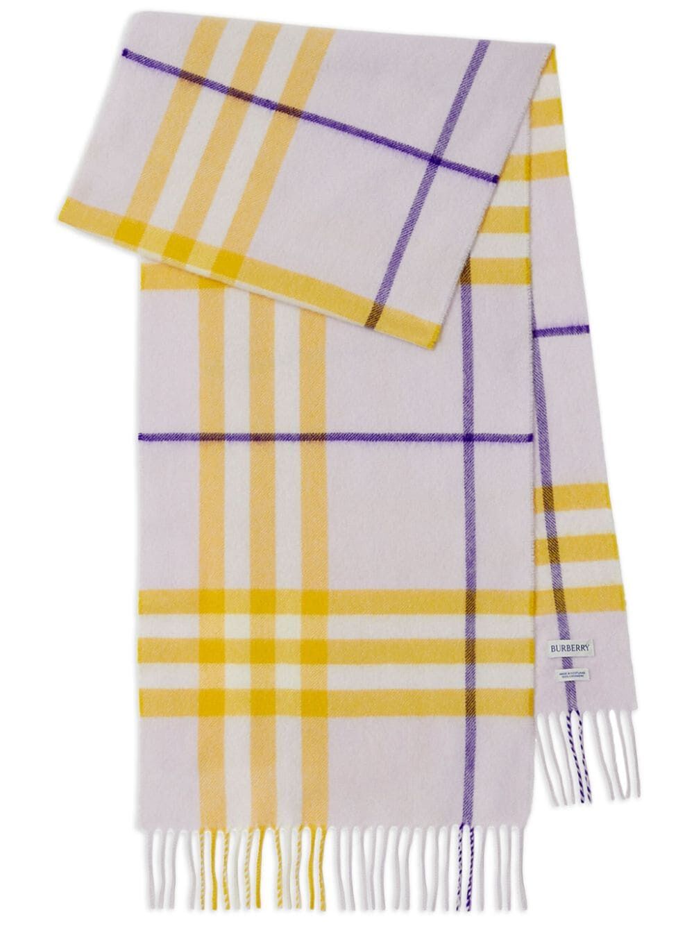 FRINGED CASHMERE CHECK SCARF