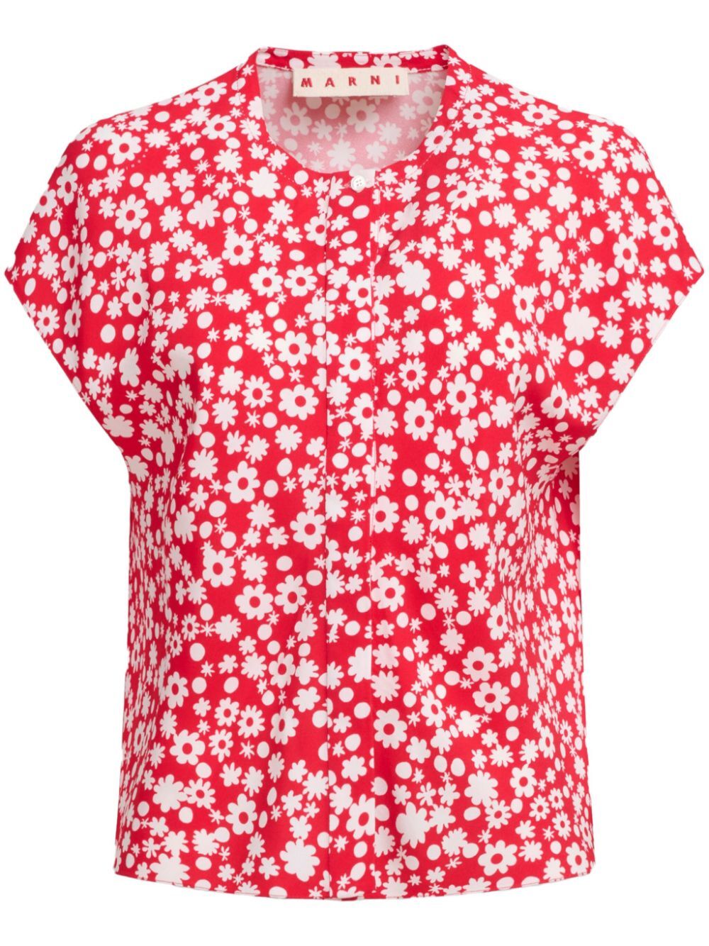POP FIELDS SHORT SLEEVED SATIN TOP