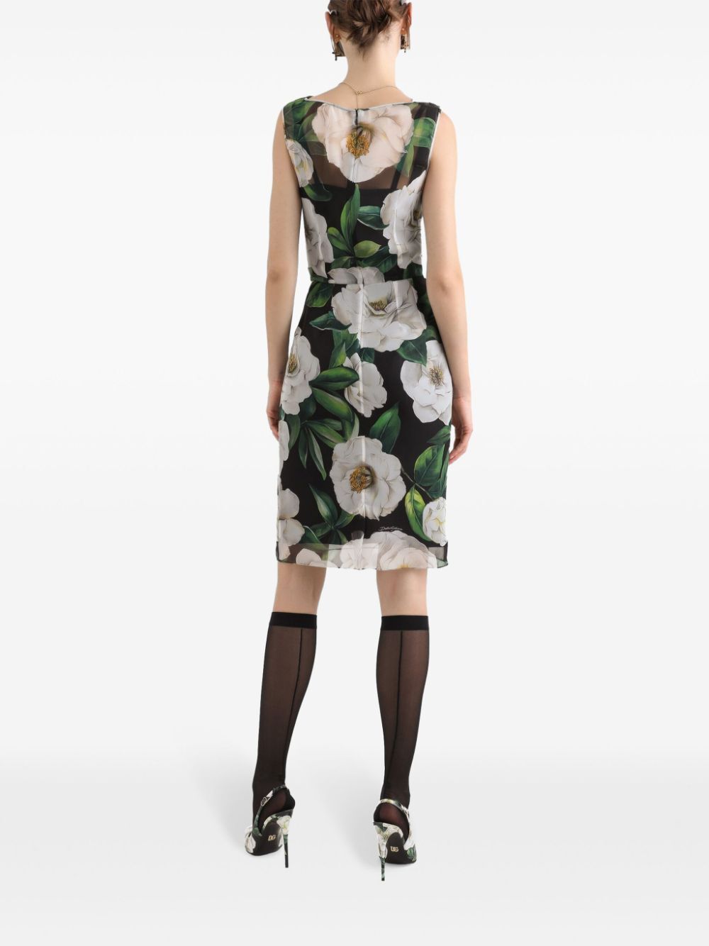 FLORAL-PRINT MIDI SHEATH DRESS
