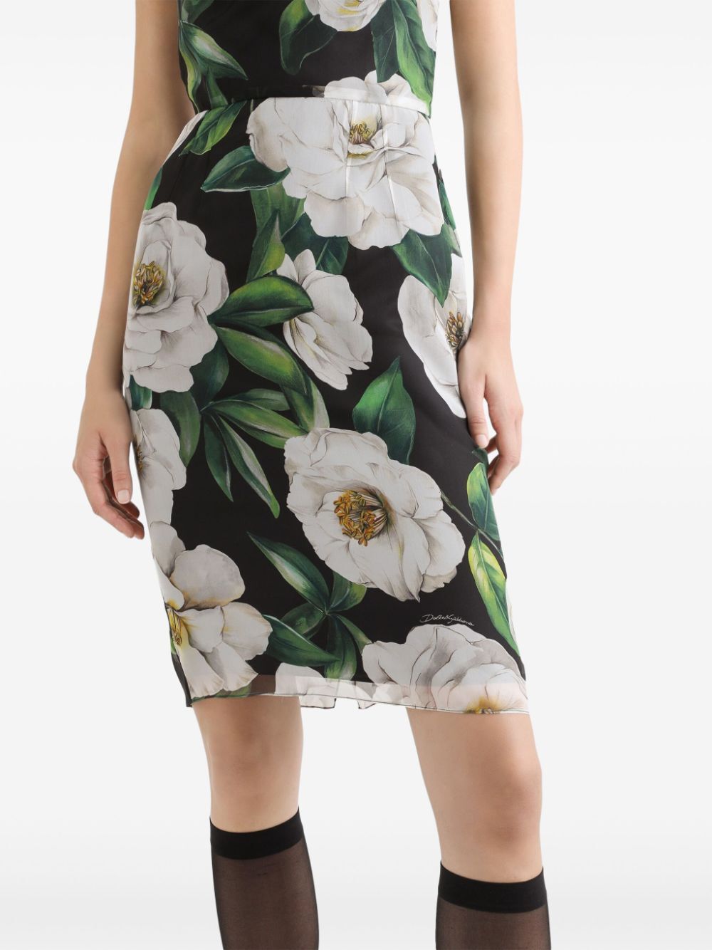FLORAL-PRINT MIDI SHEATH DRESS