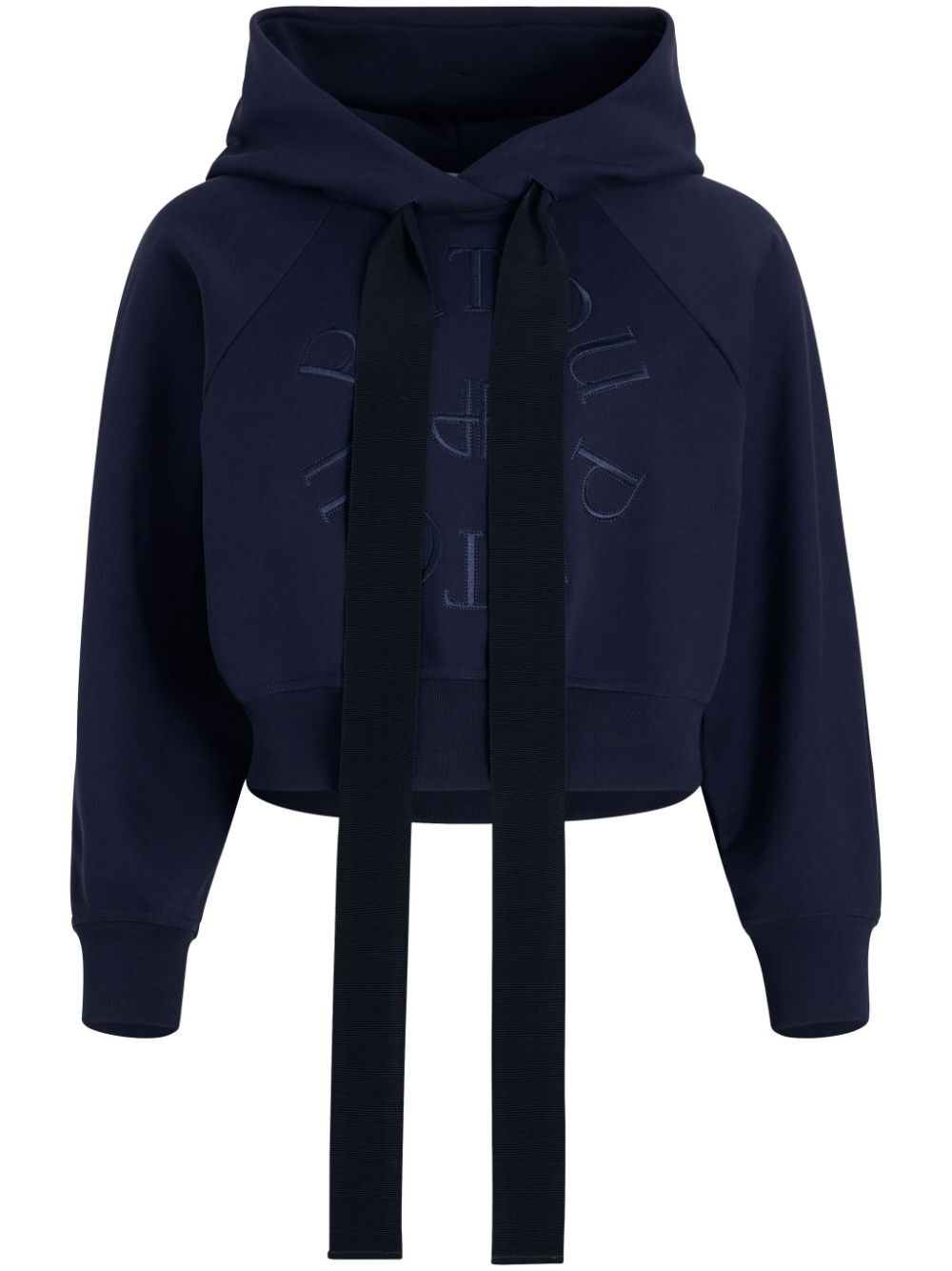 MEDALLION CROPPED COTTON HOODIE