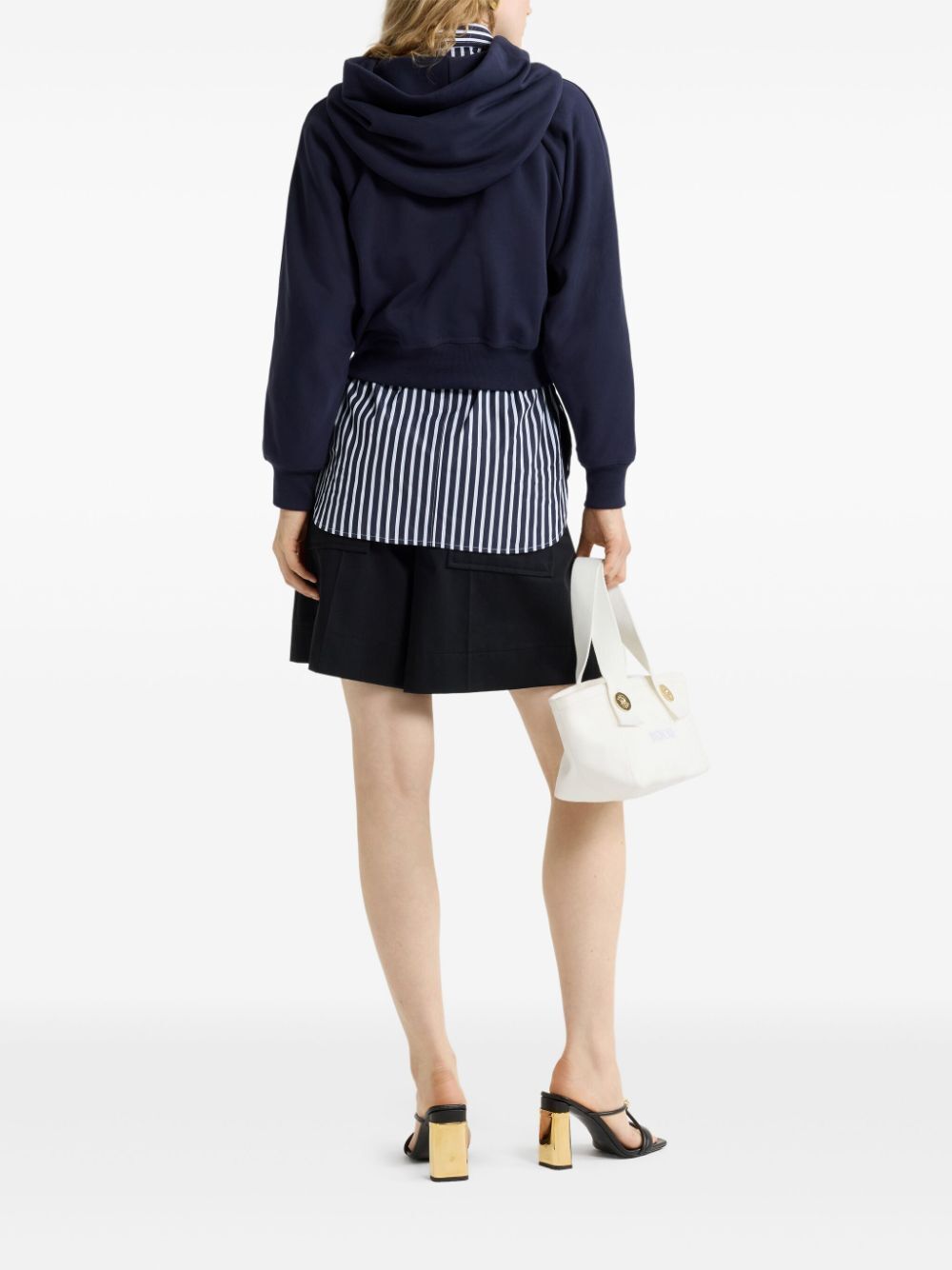 MEDALLION CROPPED COTTON HOODIE