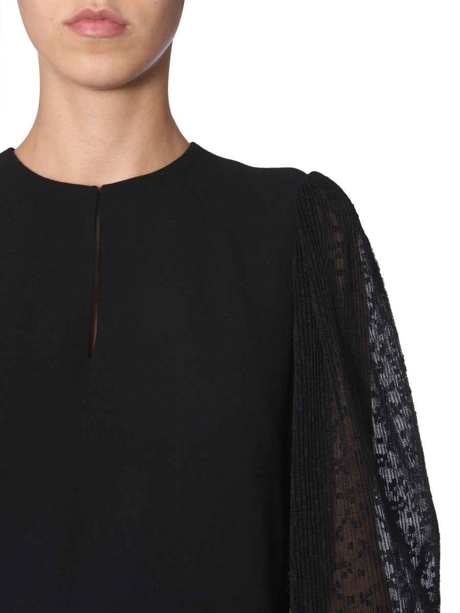 DRESS WITH PLEATED SLEEVES