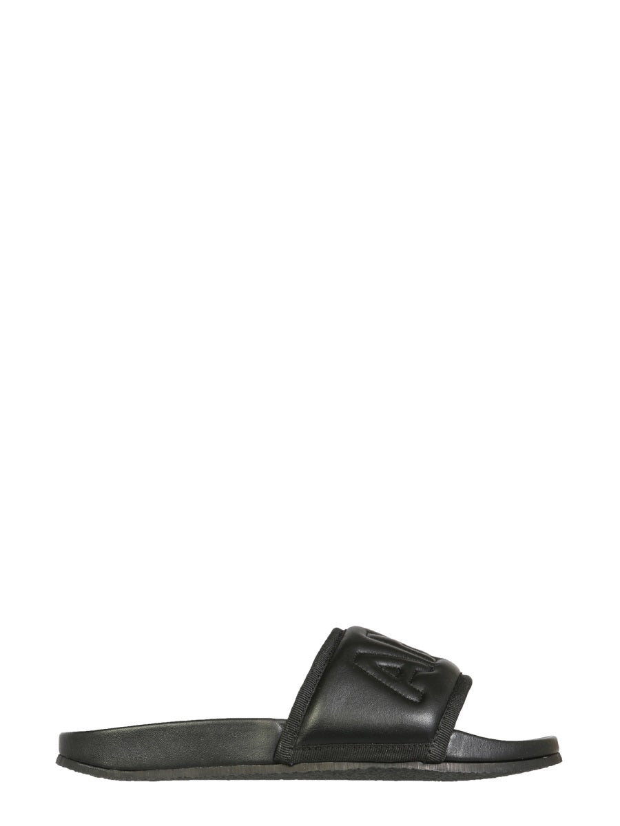 LEATHER SLIDE SANDALS