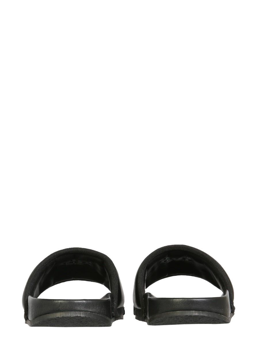 LEATHER SLIDE SANDALS