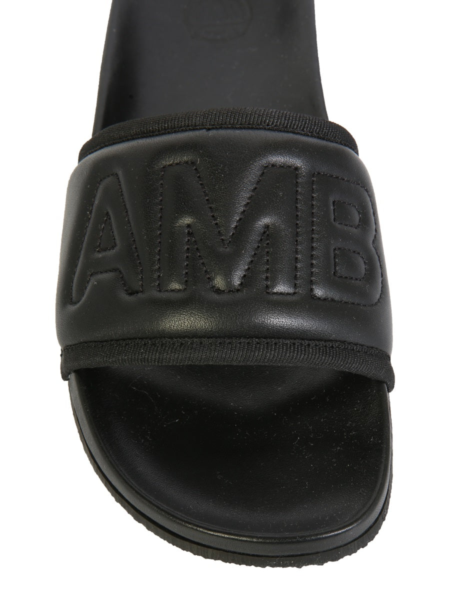 LEATHER SLIDE SANDALS