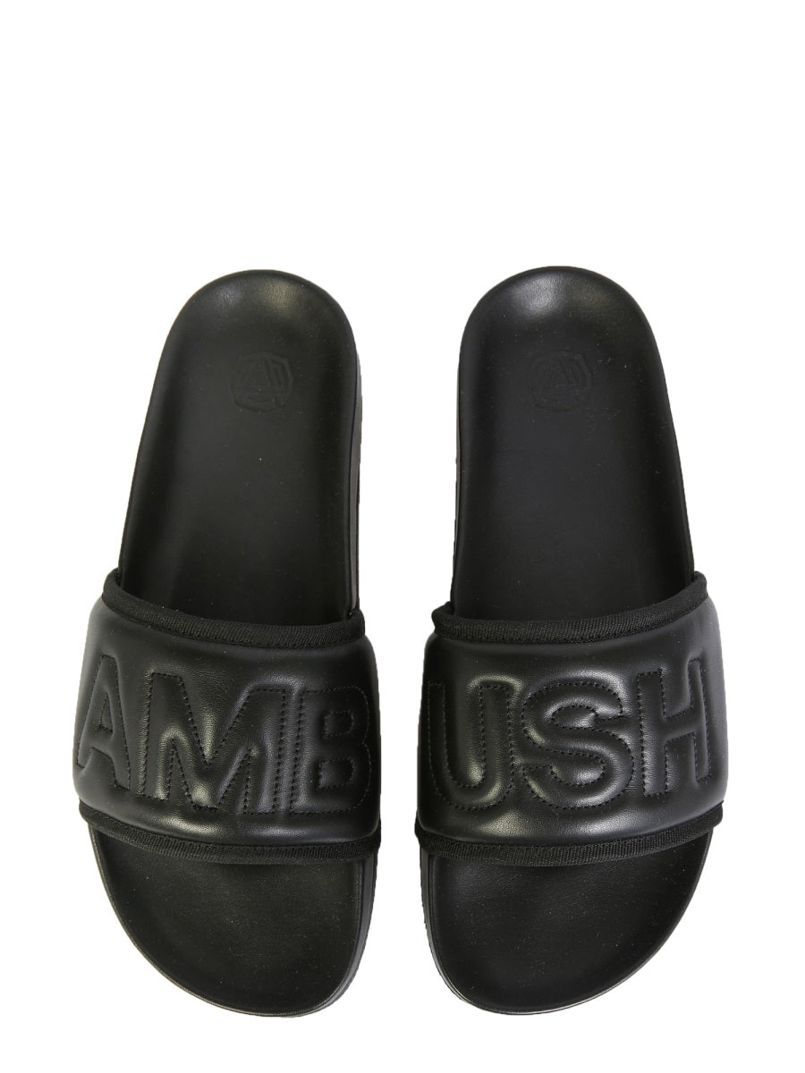 LEATHER SLIDE SANDALS