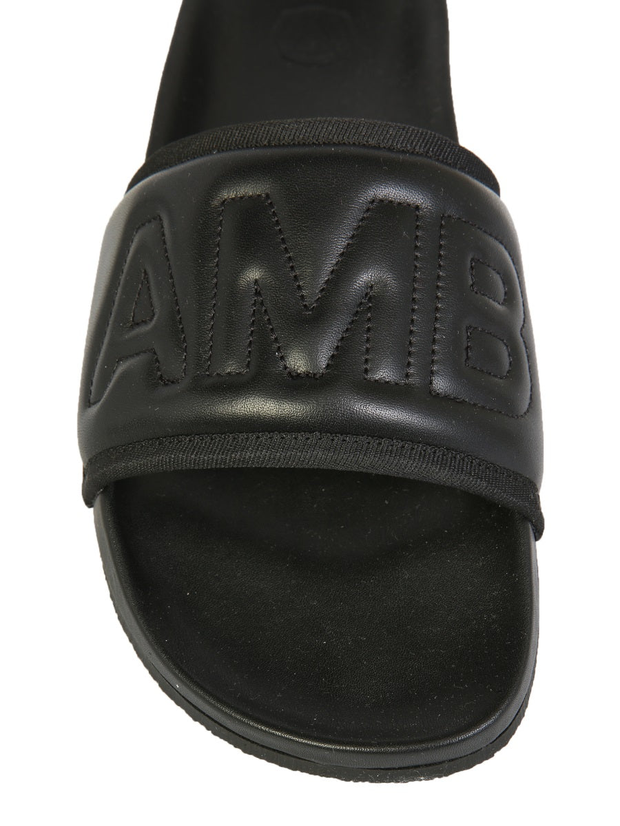 LEATHER SLIDE SANDALS