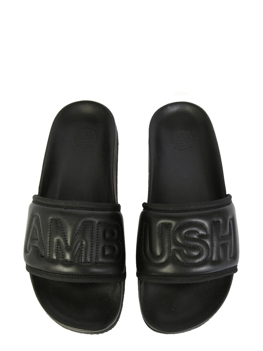 LEATHER SLIDE SANDALS