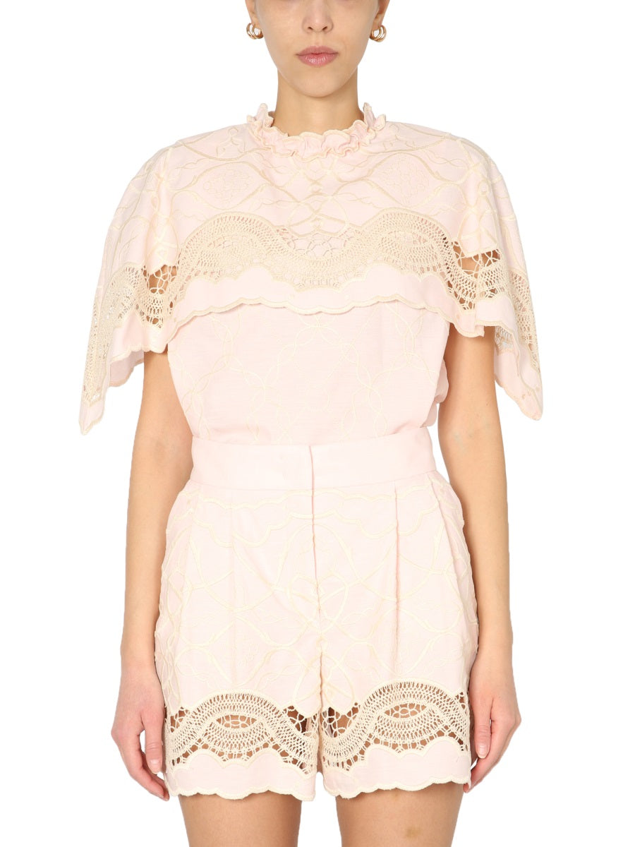 EMBROIDERED CAPE TOP