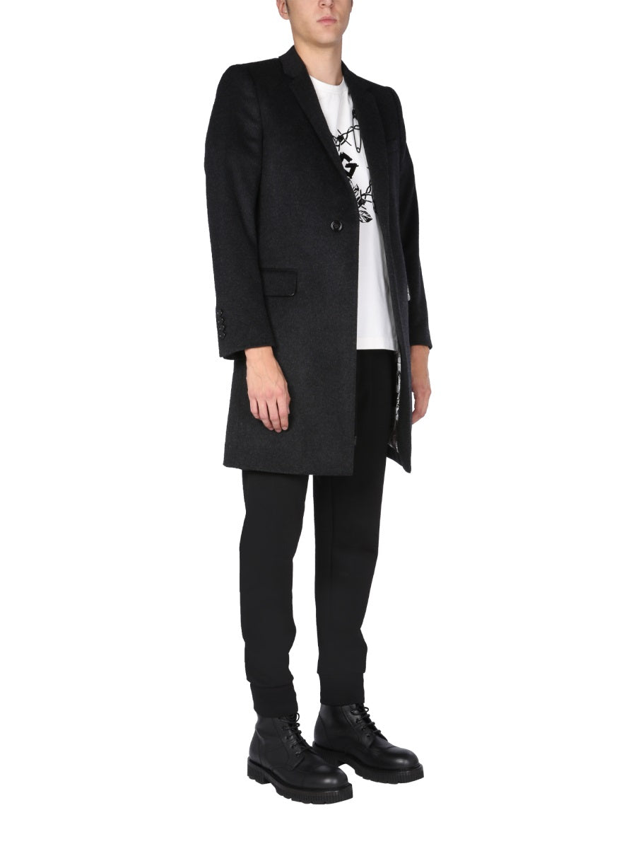 SINGLE-BREASTED VELOURS COAT