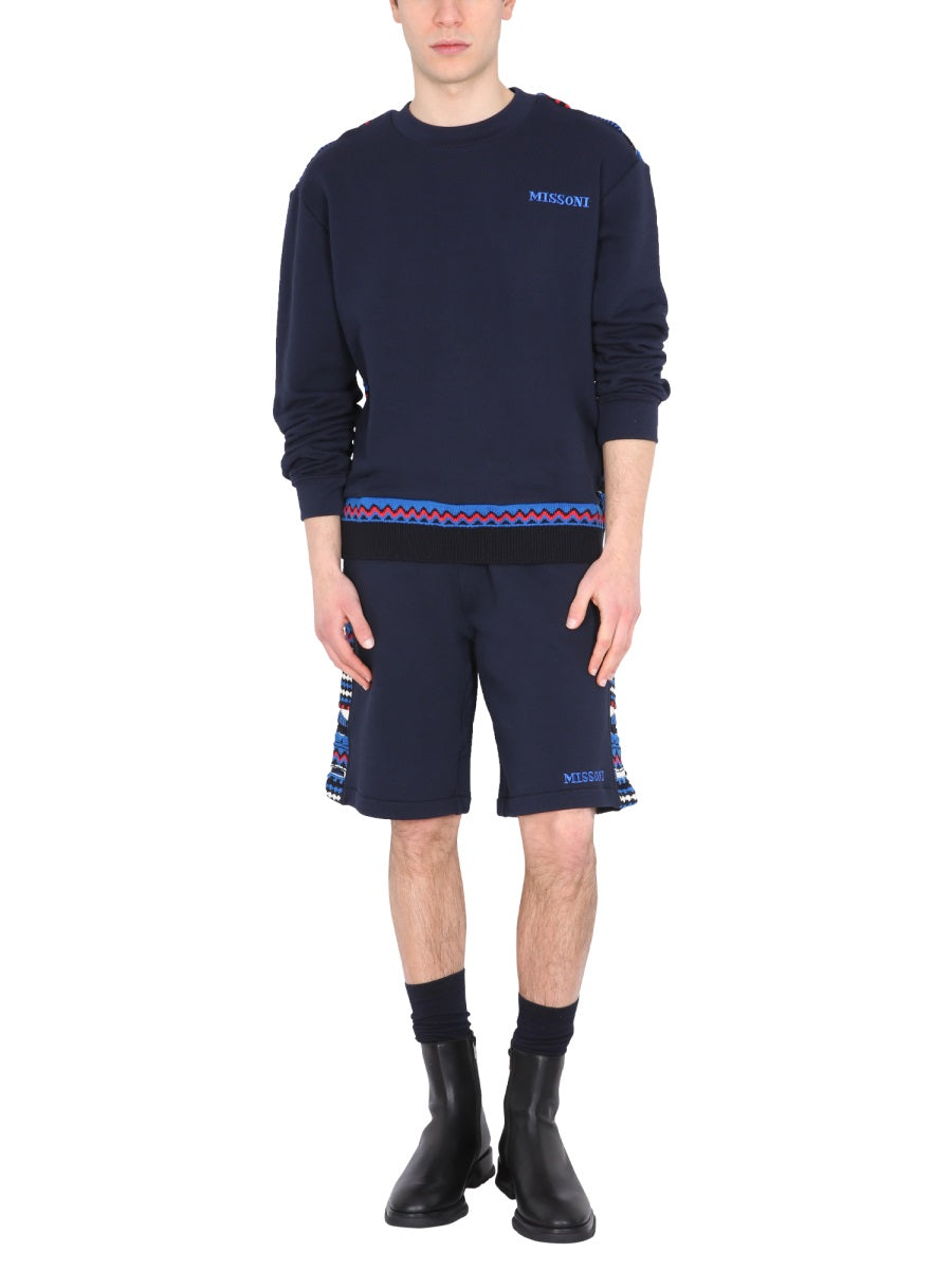 EMBROIDERED LOGO AND JACQUARD INSERT BERMUDA