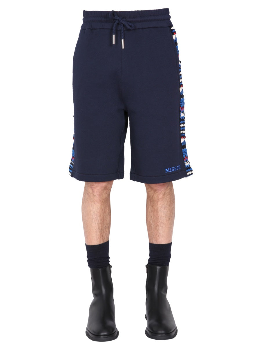 EMBROIDERED LOGO AND JACQUARD INSERT BERMUDA
