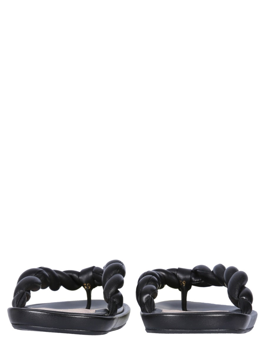 LEATHER SLIDE SANDALS