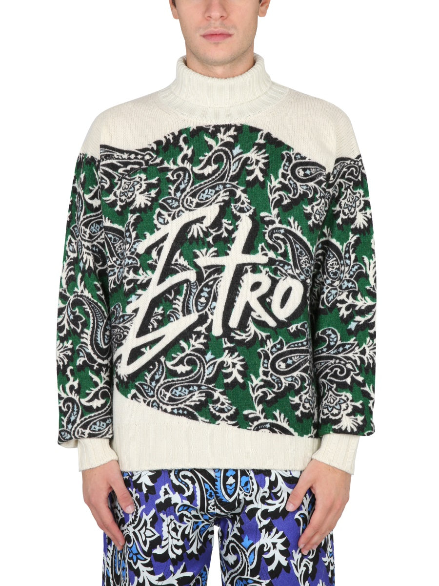 JERSEY WITH LOGO AND PAISLEY PRINT