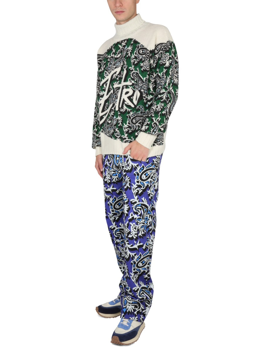 JERSEY WITH LOGO AND PAISLEY PRINT