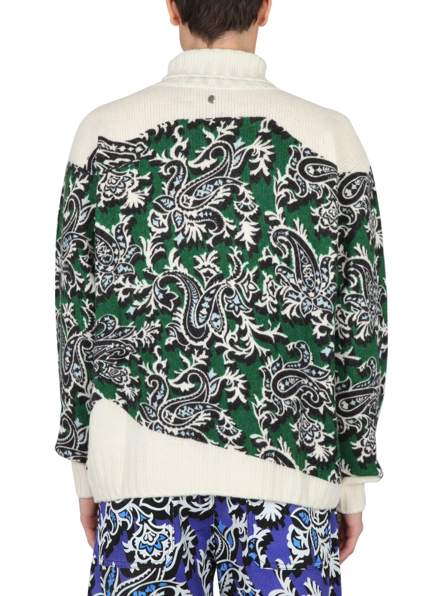 JERSEY WITH LOGO AND PAISLEY PRINT