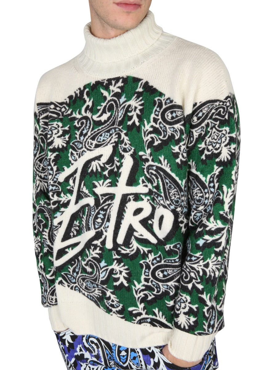 JERSEY WITH LOGO AND PAISLEY PRINT