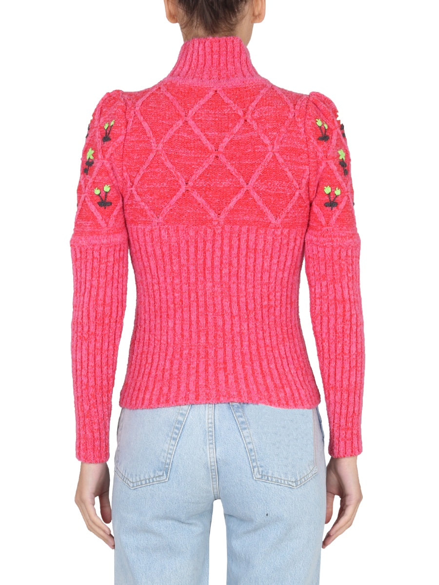 JERSEY WITH FLORAL EMBROIDERY