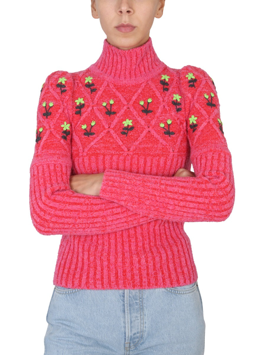 JERSEY WITH FLORAL EMBROIDERY